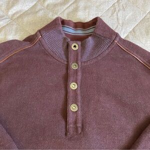 Men’s Tommy Bahama Sweater Size Medium Cardigan Buttons Maroon Casual 1/4 Snap